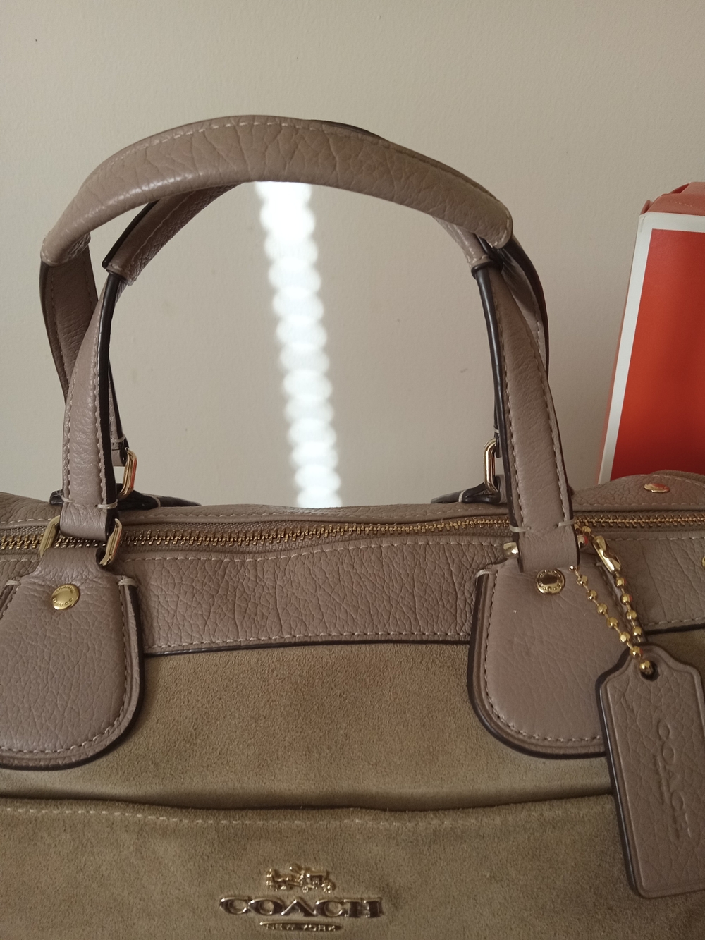 Coach Taupe Suede & Leather 2way Satchel with Removable Strap EUC - Picture 13 of 15